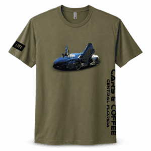 Cars & Coffee Lambo Tee – Military Green